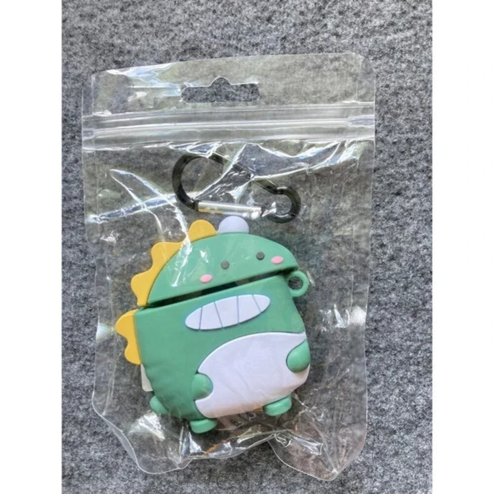 Green Silicone Case for AirPods 1 2 Bluetooth‎ Headset Charging dinosaur new